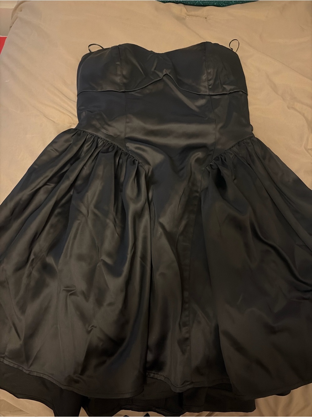 Windsor Black Strapless Satin Fit & Flare Dress